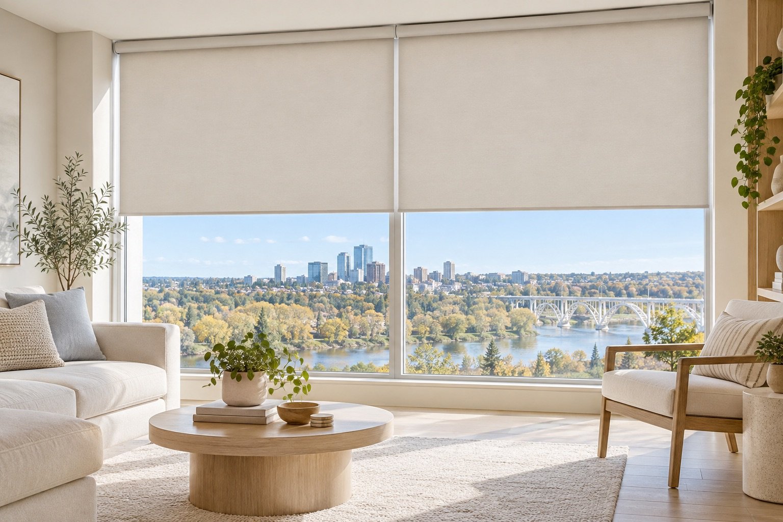 Roller Blinds for Large Windows for an Edmonton home